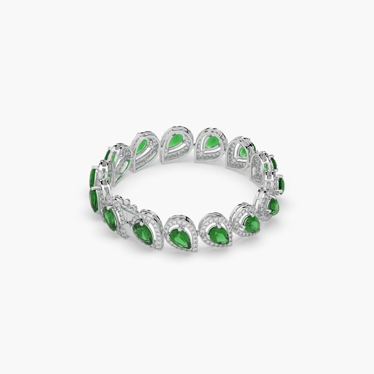 Guru Jewel's Round And Fancy Pear Diamond Studded Fascinating Silver Bracelet For Her