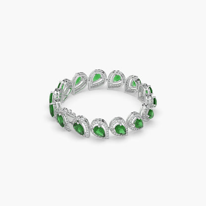 Guru Jewel's Round And Fancy Pear Diamond Studded Fascinating Silver Bracelet For Her