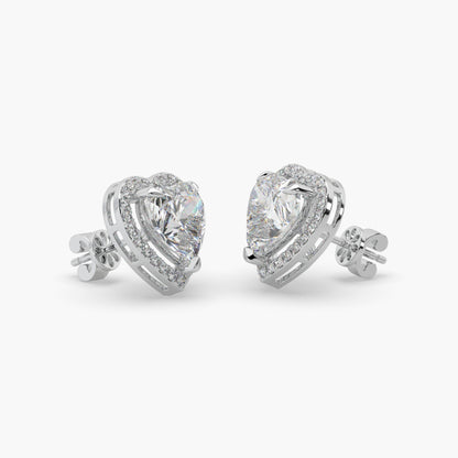 Guru Jewel's Fancy heart Shaped Diamond Studded In Silver Solitaire Earrings For Her