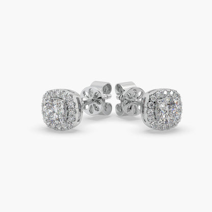 Guru Jewel's Cushion Shaped Fancy Diamond Studded Captivating Silver Earrings For Her