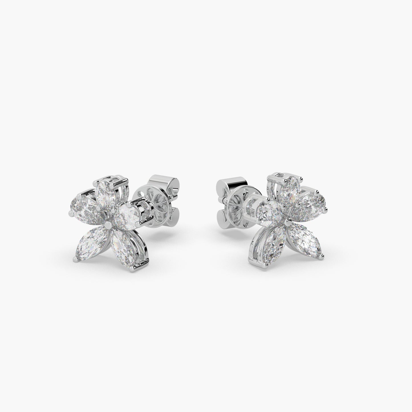 Guru Jewel's Fancy Shaped Diamond Studded Devastating Silver Earrings For Her