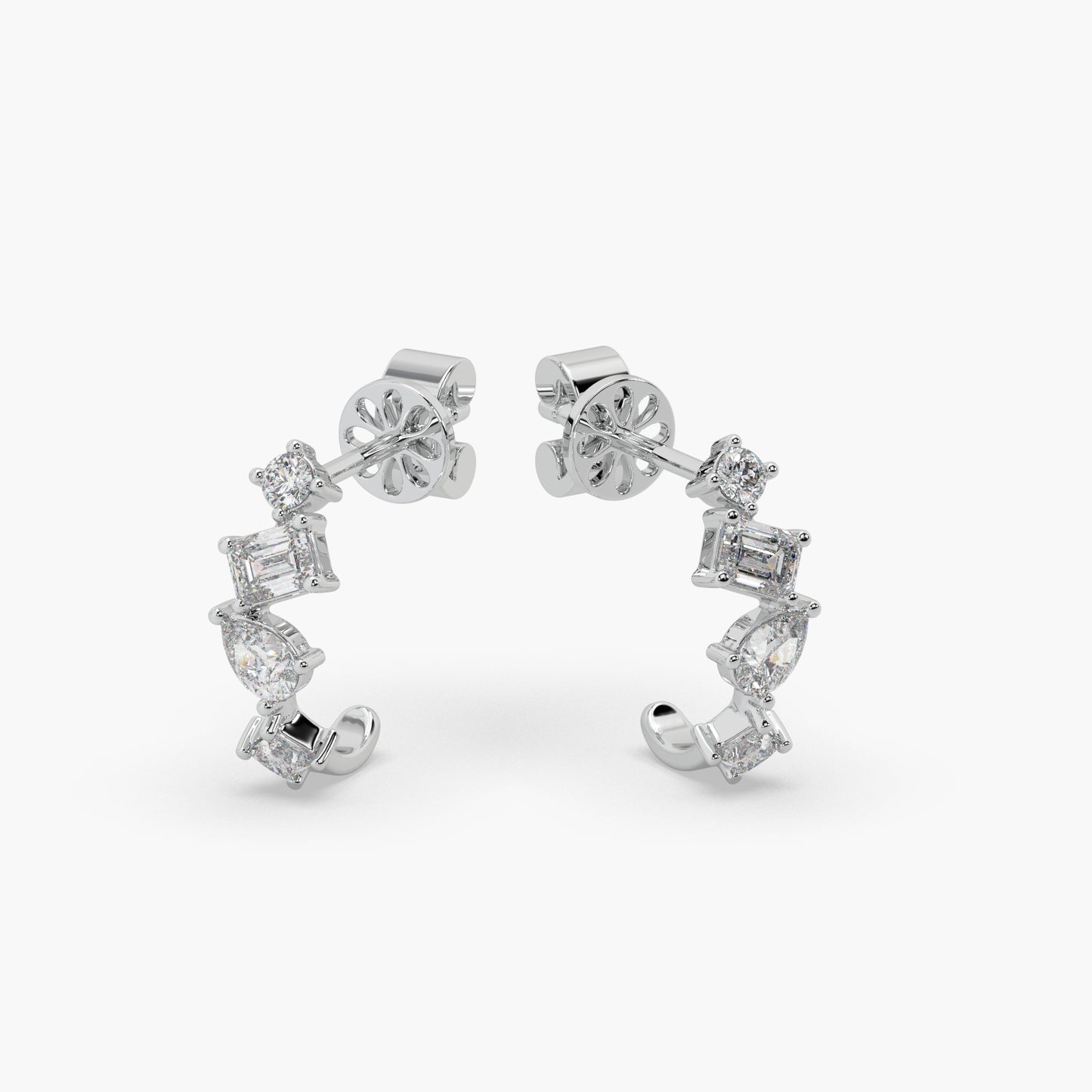 Guru Jewel's Multi Shape Diamond Studded Fascinating Silver Earrings For Her