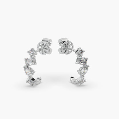 Guru Jewel's Multi Shape Diamond Studded Fascinating Silver Earrings For Her