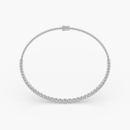 Guru Jewel's Round Solitaire Diamond Studded Silver String Necklace For Her