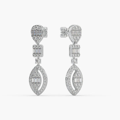 Guru Jewel's Diamond Studded Alluring Silver Earrings For Her