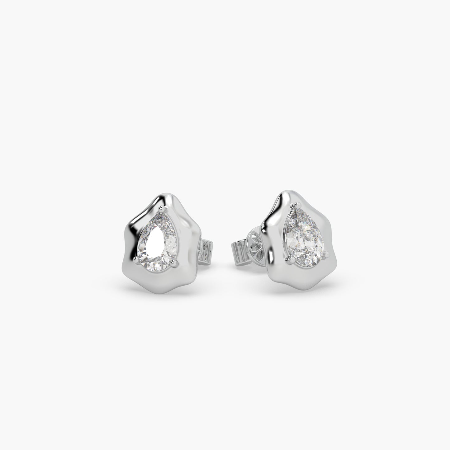 Guru Jewel's Attractive Fancy Pear Shape Diamond Studded Silver Earrings For Her