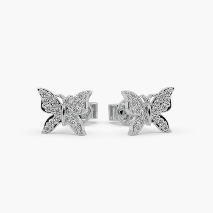 Guru Jewel's Moissanite Studded Silver Butterfly Earings For Her