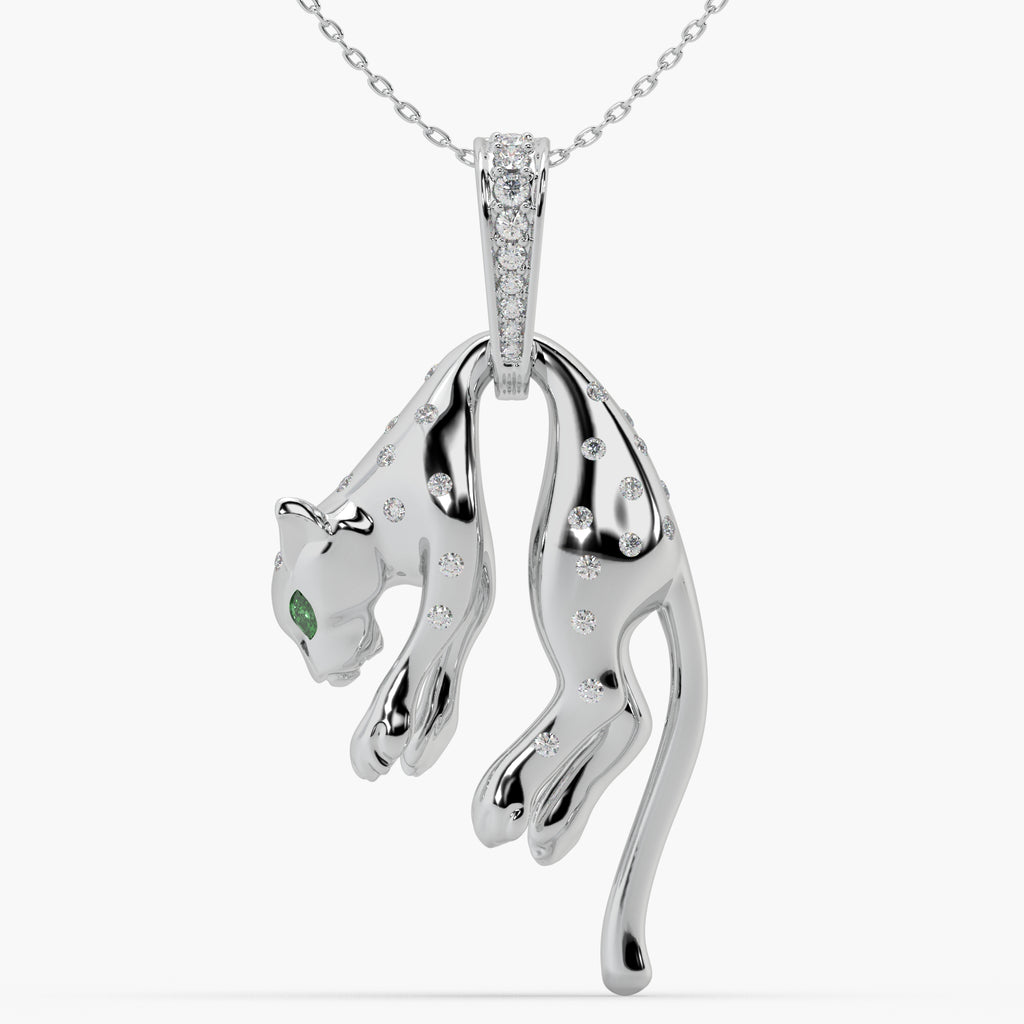 Guru Jewel's Exclusive Jaguar Pattern Diamond Studded Silver Only Pendent