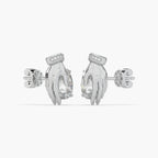 Guru Jewel's Devastating Hand Design Diamond Studded Silver Earrings For Her