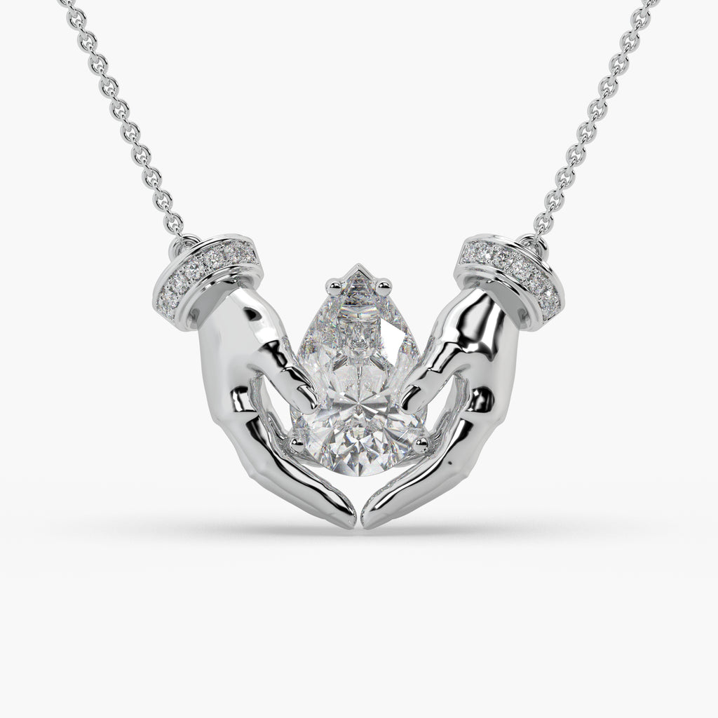 Guru Jewel's Pear Shaped Diamond Studded Silver Only Pendent For Her