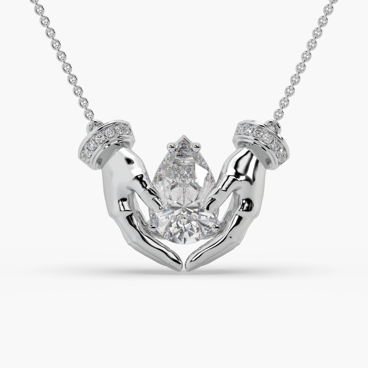 Guru Jewel's Pear Shaped Diamond Studded Silver Only Pendant For Her