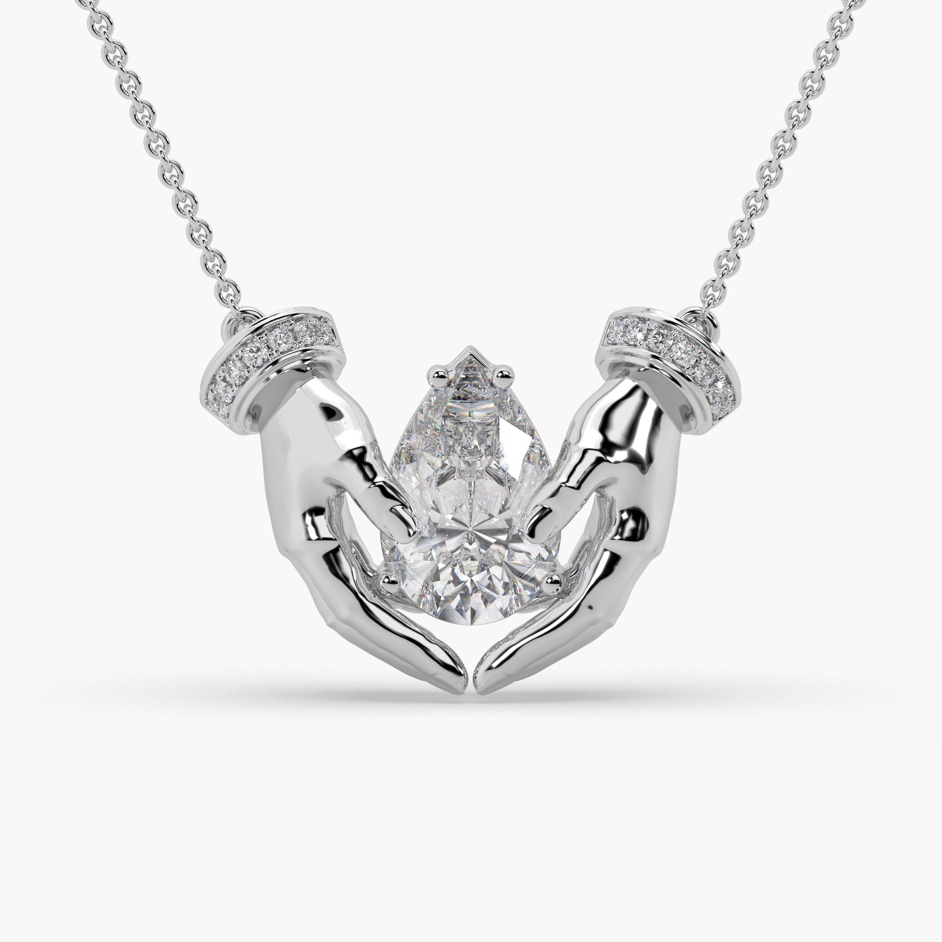 Guru Jewel's Pear Shaped Diamond Studded Silver Only Pendent For Her
