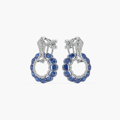 Guru Jewel's Blue Sapphire And Diamond Studded Silver Earrings For Her