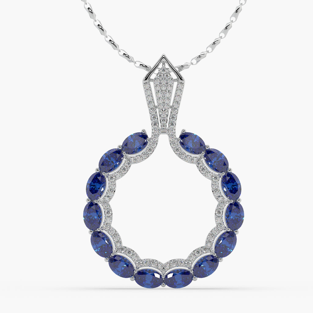 Guru Jewel's Astonishing Blue Sapphire And Diamond Studded Only Pendent For Her