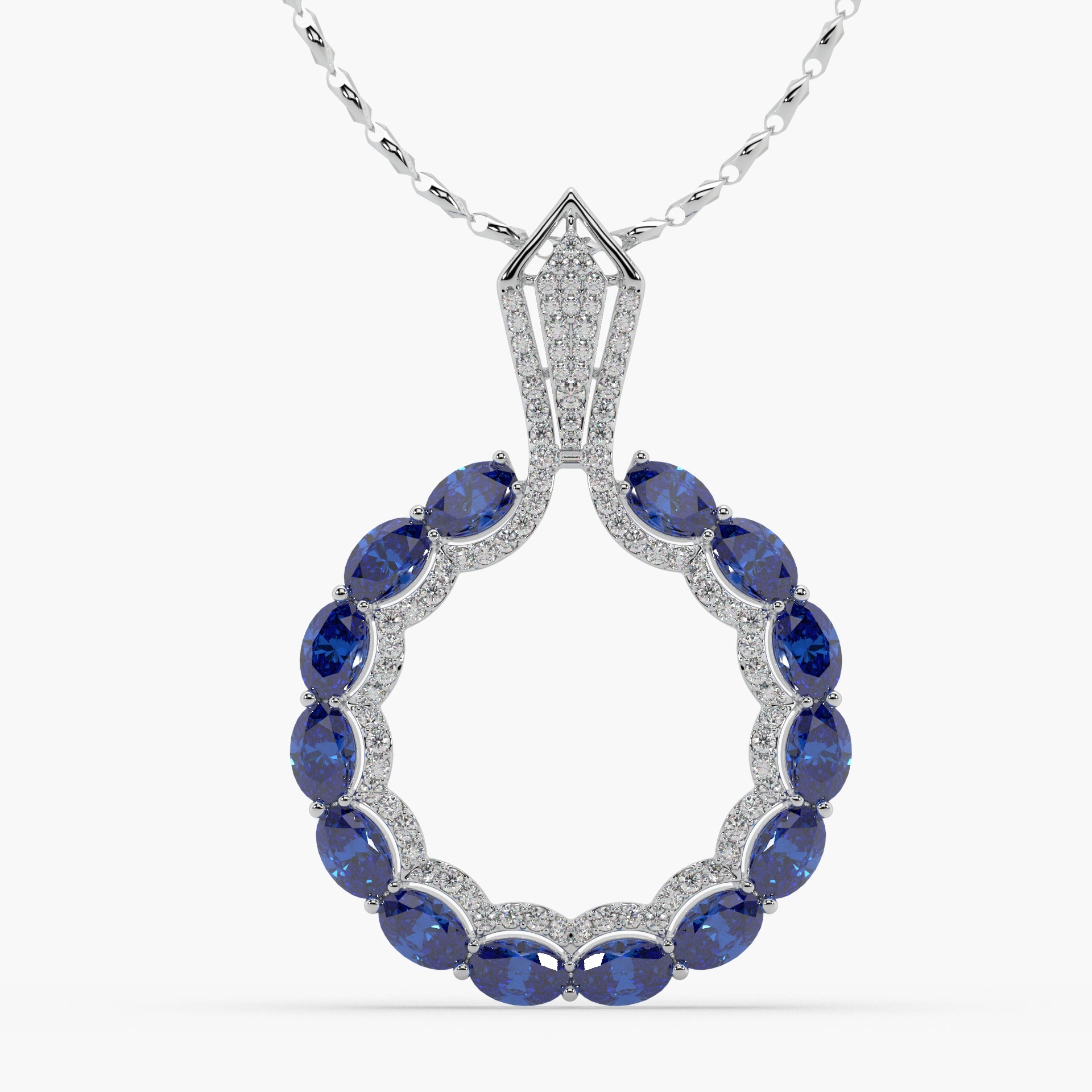 Guru Jewel's Astonishing Blue Sapphire And Diamond Studded Only Pendent For Her