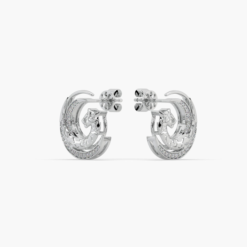 Guru Jewel's Captivating Diamond Studded Panther Pattern Earrings For Her