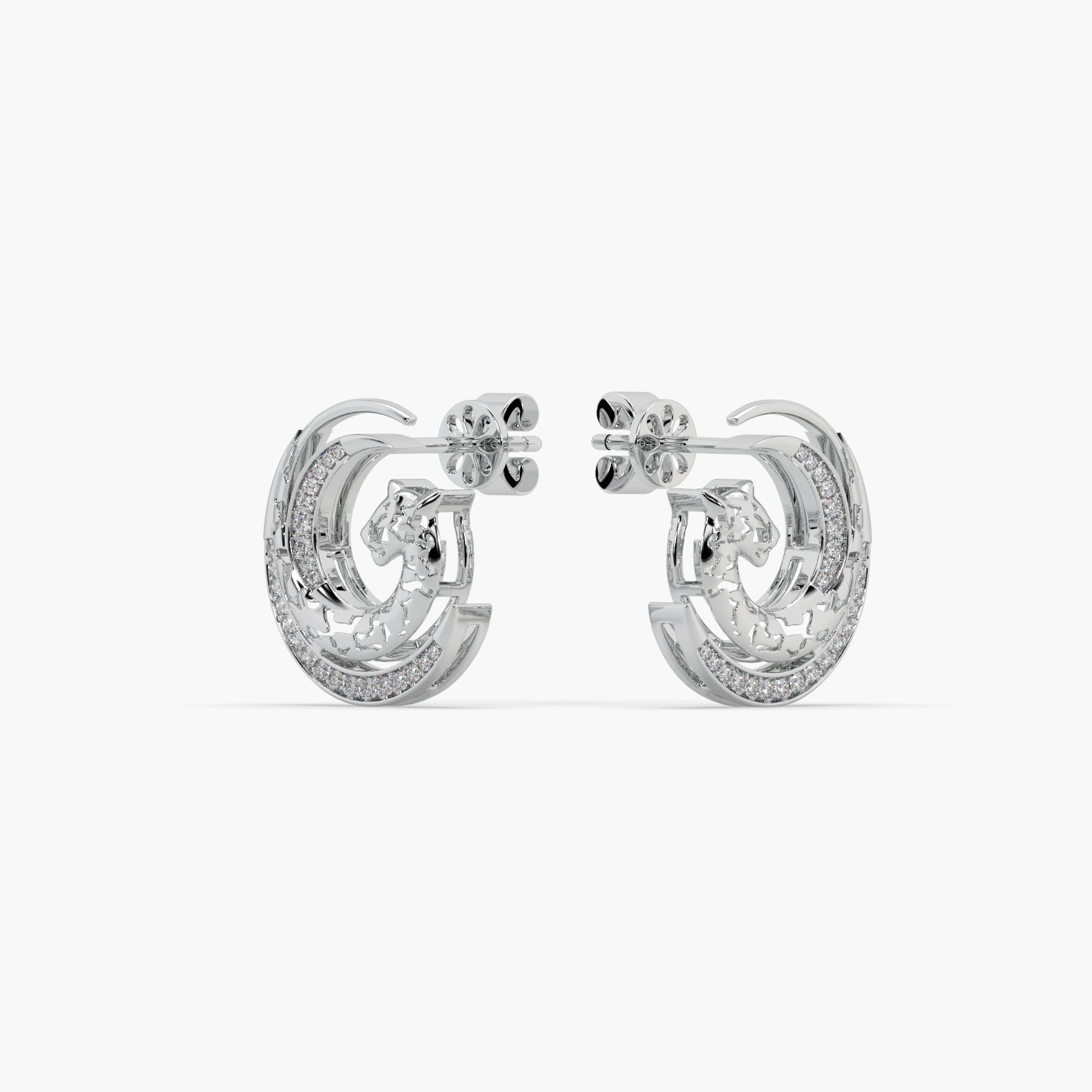 Guru Jewel's Captivating Diamond Studded Panther Pattern Earrings For Her