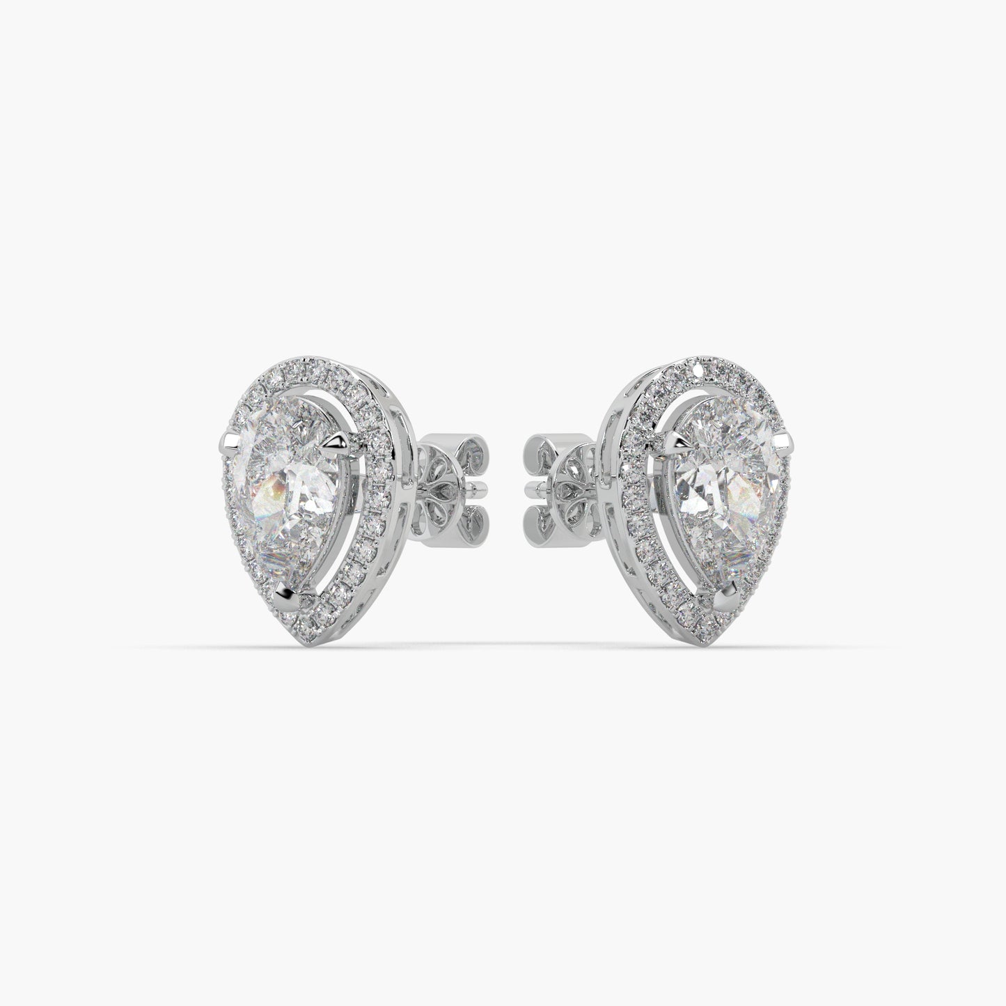 Guru Jewel's Pear Shaped Diamond Studded Silver Earrings For Her