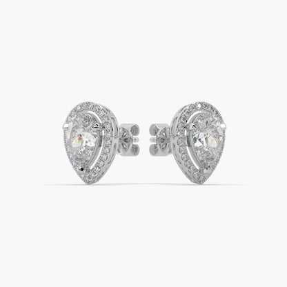 Guru Jewel's Pear Shaped Diamond Studded Silver Earrings For Her