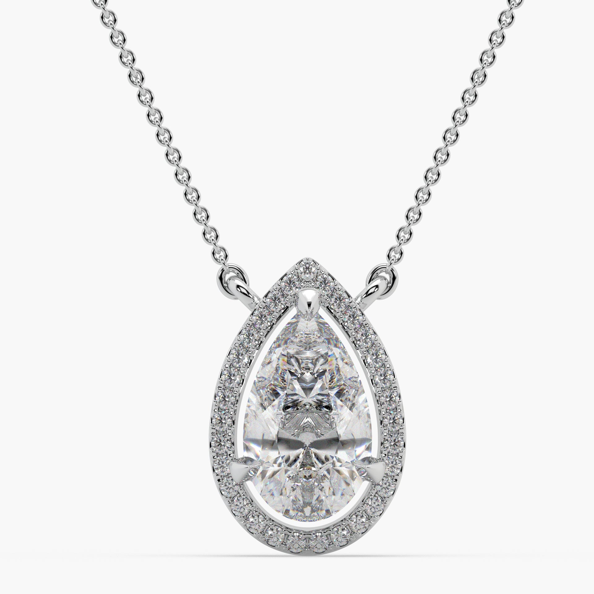 Guru Jewel's Pear Shaped Diamond Studded In Silver Only Pendent For Her