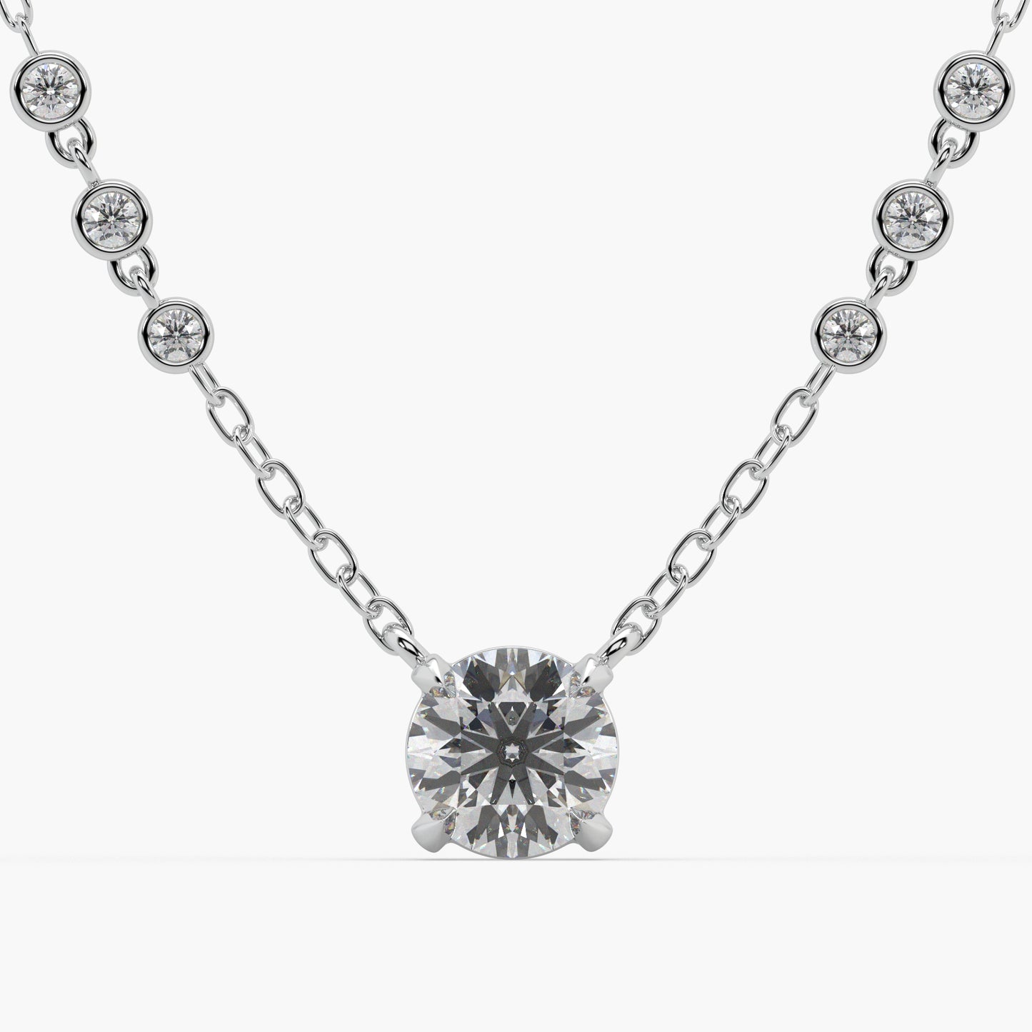 Guru Jewel's Round Solitaire Diamond Studded In Silver Only Pendant For Her