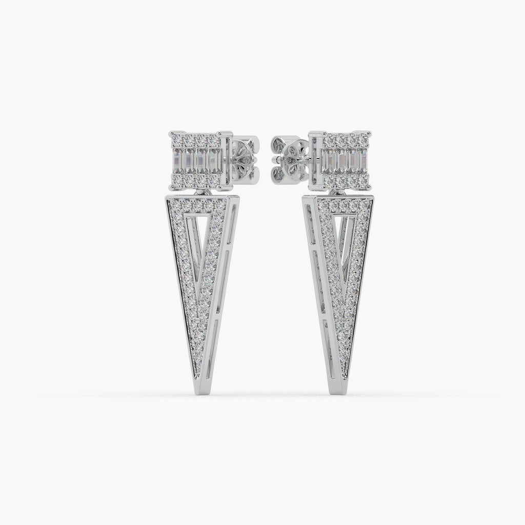Guru Jewel's Round And Baugget Diamond Studded Fascinating Earrings For Her