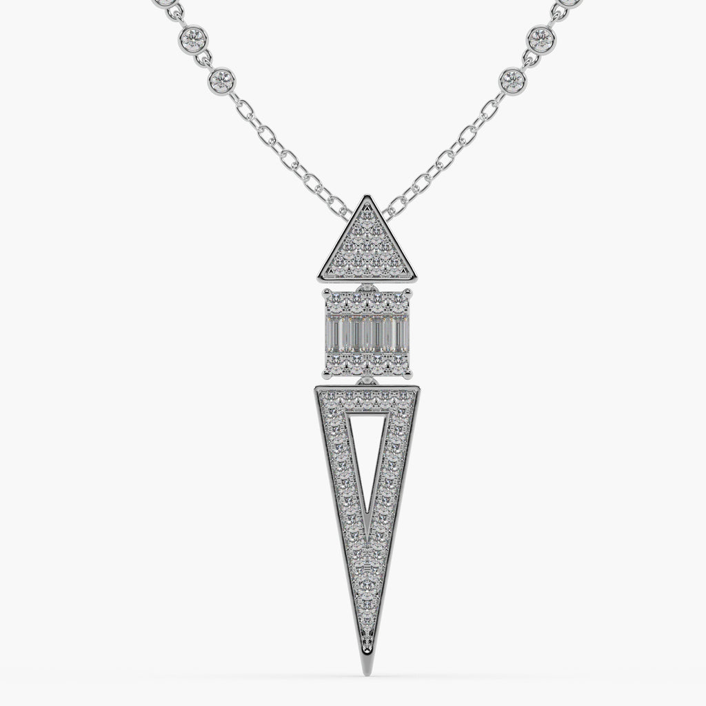 Guru Jewel's Round Diamond And Baugget Studded In Silver Fascinating Only Pendent For Her