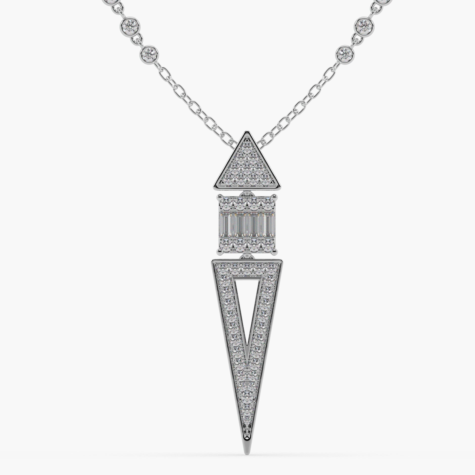 Guru Jewel's Round Diamond And Baugget Studded In Silver Fascinating Only Pendent For Her