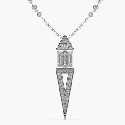 Guru Jewel's Round Diamond And Baugget Studded In Silver Fascinating Only Pendant For Her