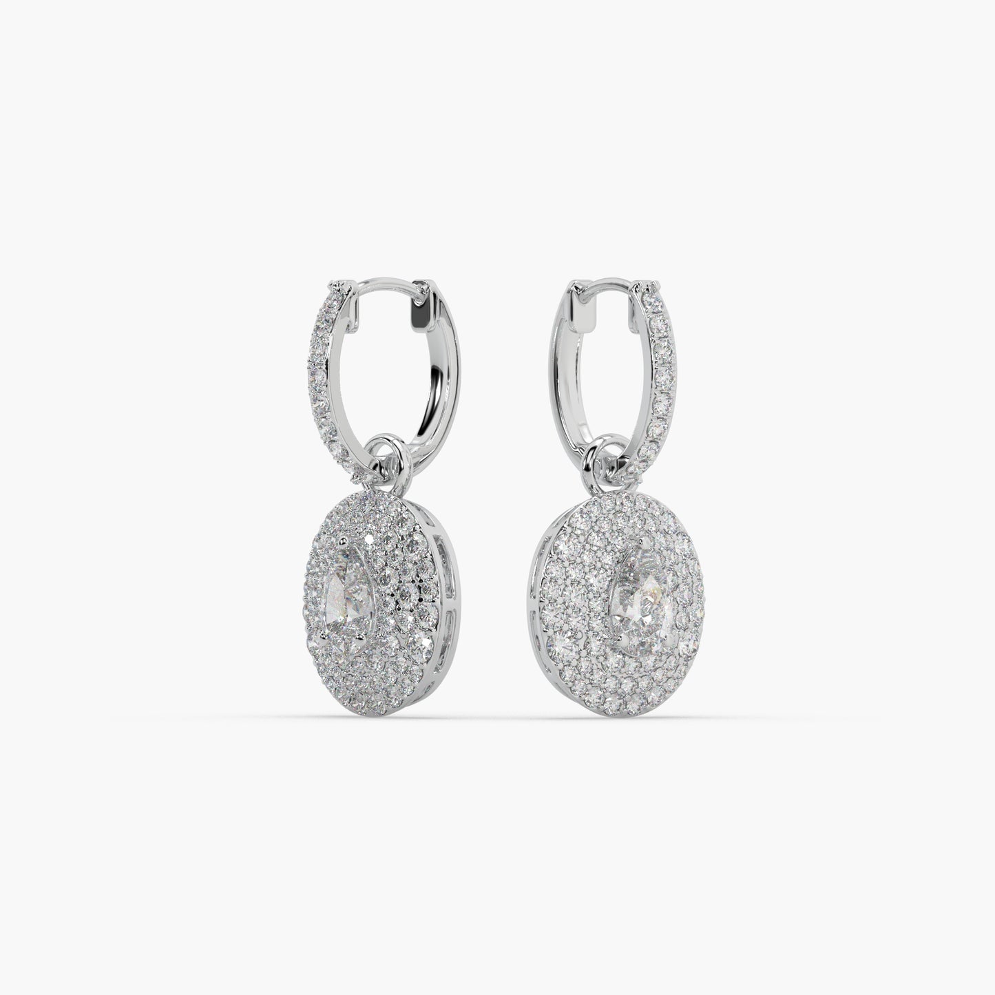 Guru Jewel's Round Solitaire Diamond Studded In Silver Captivating Bali Earrings For Her