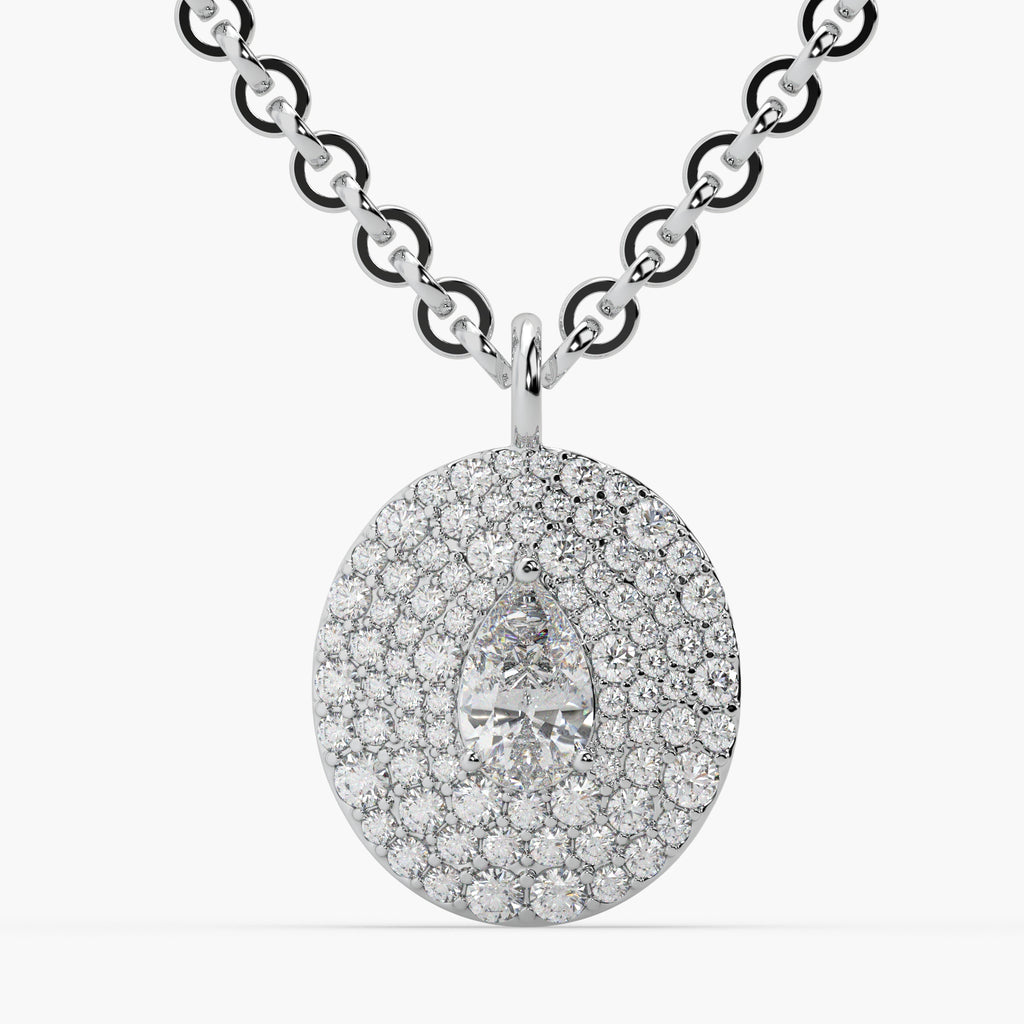 Guru jewel's Round Diamond Studded In Silver Only Pendent For Her