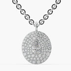 Guru jewel's Round Diamond Studded In Silver Only Pendent For Her