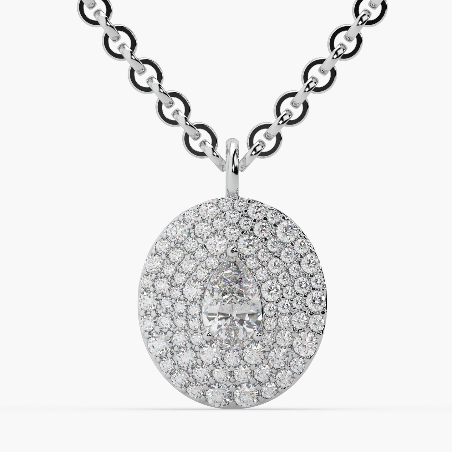 Guru jewel's Round Diamond Studded In Silver Only Pendant For Her