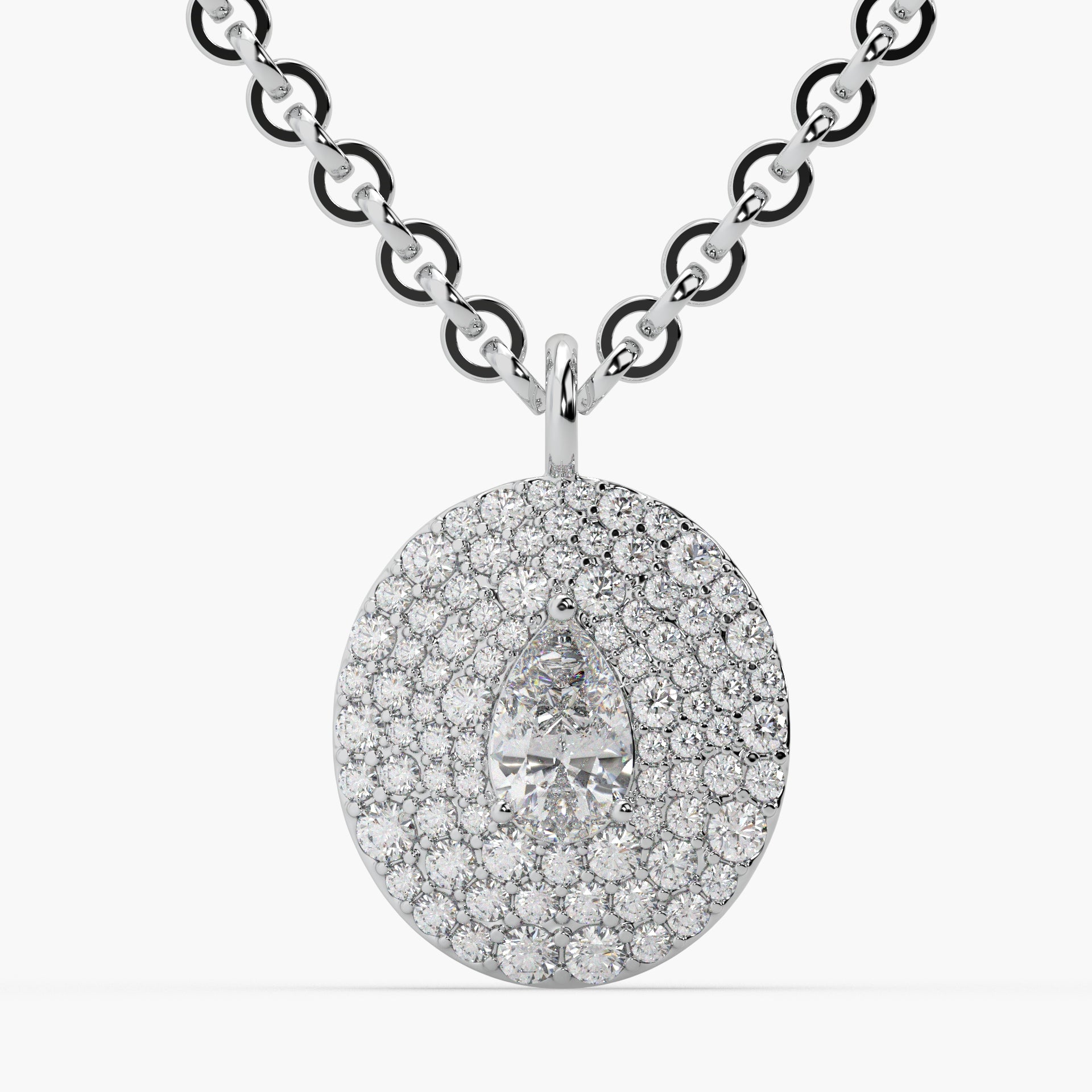 Guru jewel's Round Diamond Studded In Silver Only Pendent For Her