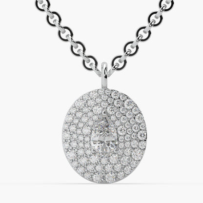 Guru jewel's Round Diamond Studded In Silver Only Pendant For Her
