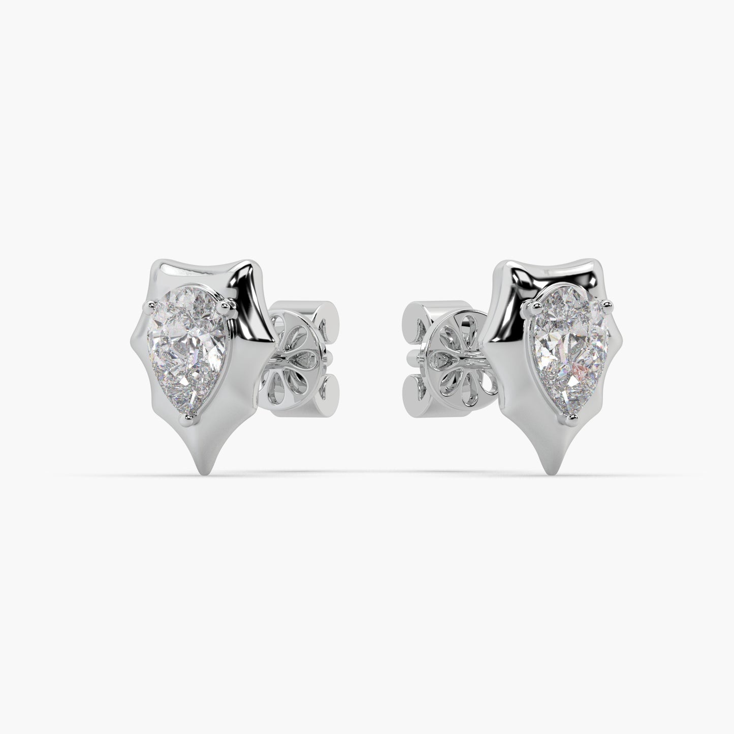 Guru Jewel's Pear Shaped Solitaire Diamond Studded In Silver Earrings For Her