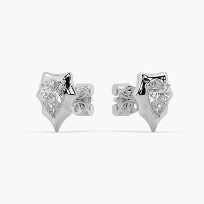 Guru Jewel's Pear Shaped Solitaire Diamond Studded In Silver Earrings For Her