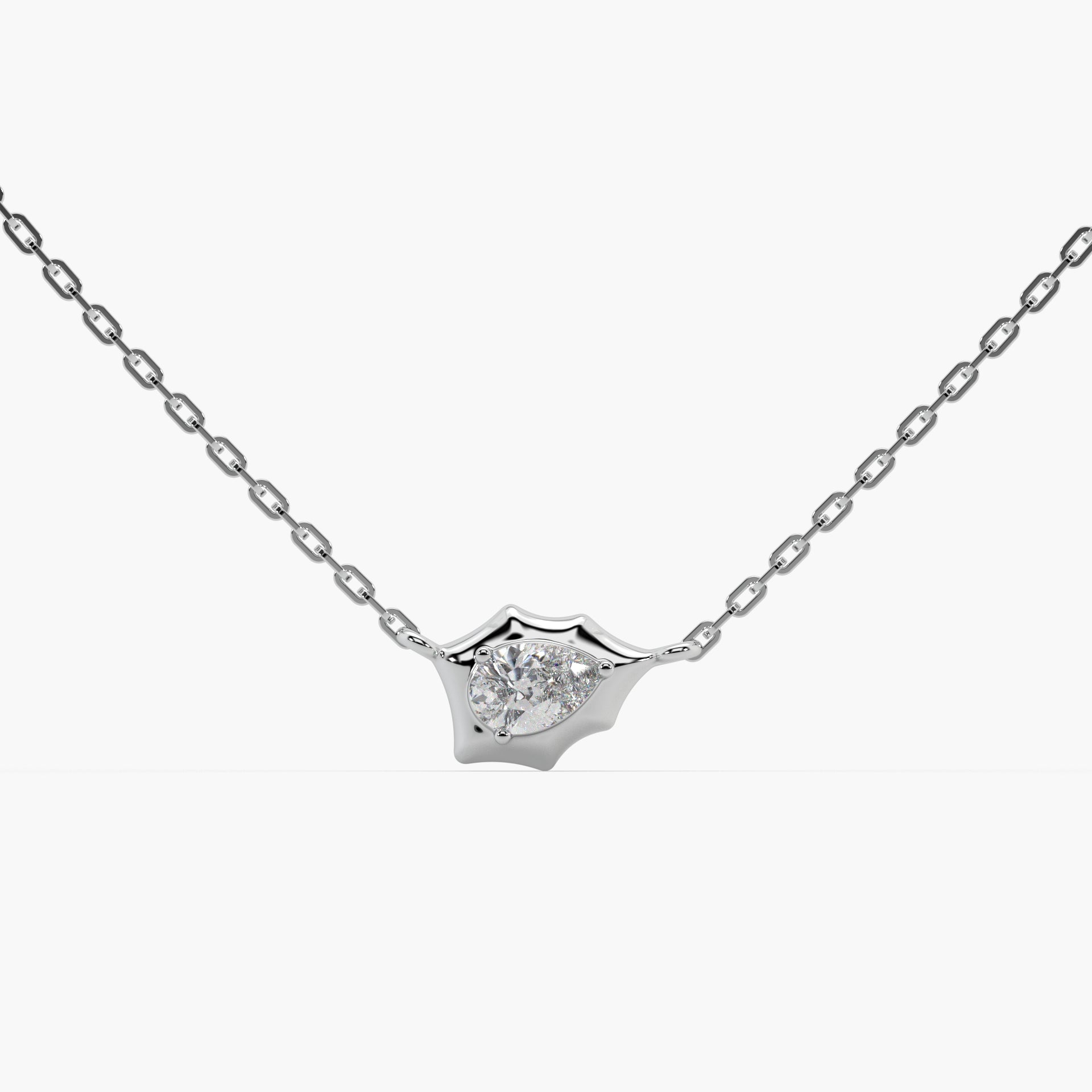 Guru Jewel's Pear Shaped Solitaire Diamond Studded In Silver Only Pendent For Her