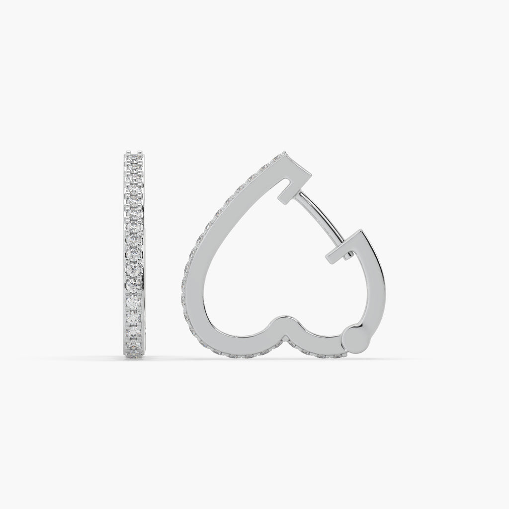 Guru Jewel's Round Diamond Studded Hear Shaped Beautiful Silver Earrings For Her