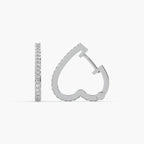 Guru Jewel's Round Diamond Studded Hear Shaped Beautiful Silver Earrings For Her