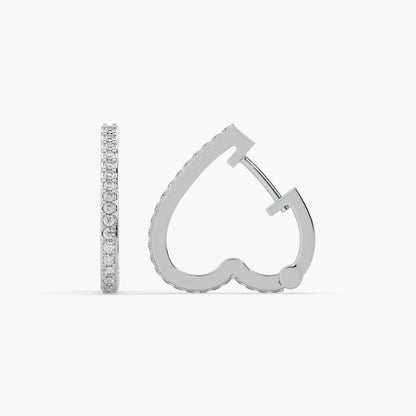 Guru Jewel's Round Diamond Studded Hear Shaped Beautiful Silver Earrings For Her