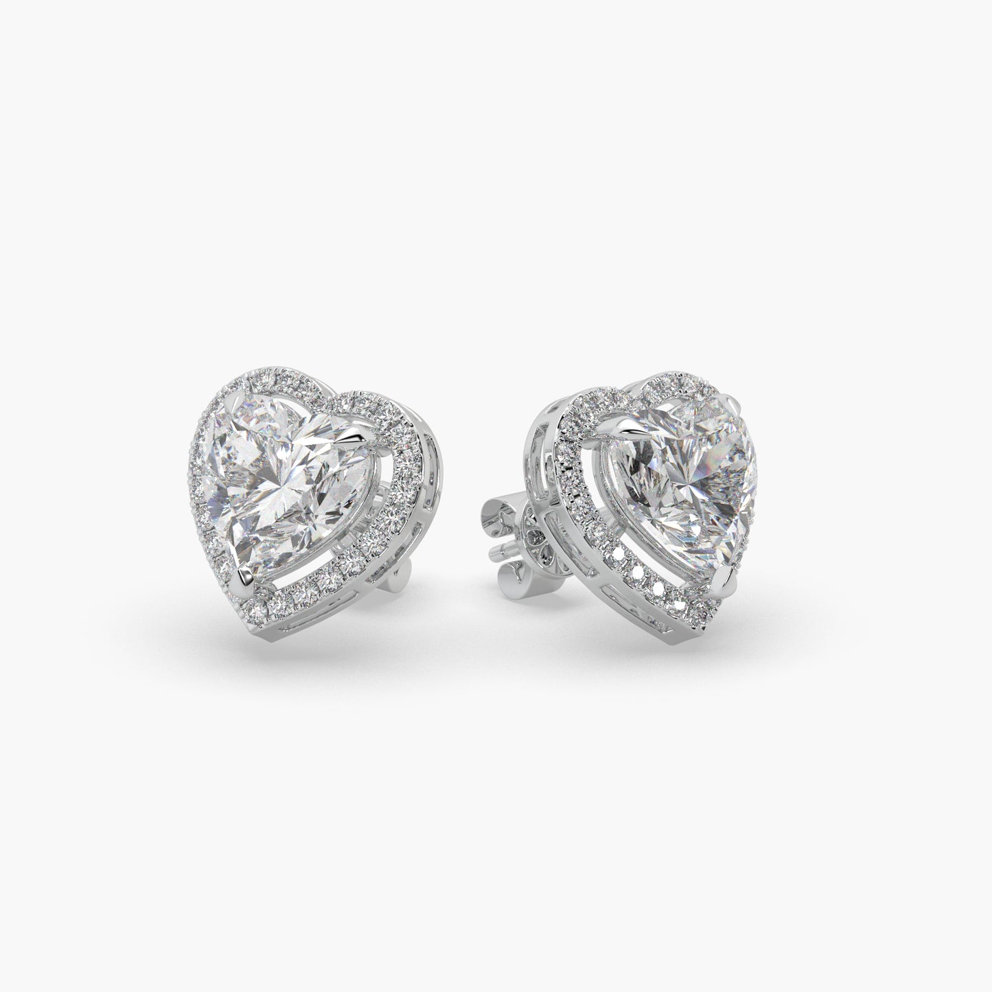 Guru Jewel's Fancy heart Shaped Diamond Studded In Silver Solitaire Earrings For Her