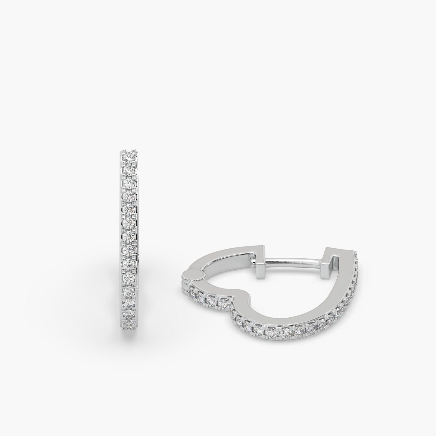 Guru Jewel's Round Diamond Studded Hear Shaped Beautiful Silver Earrings For Her