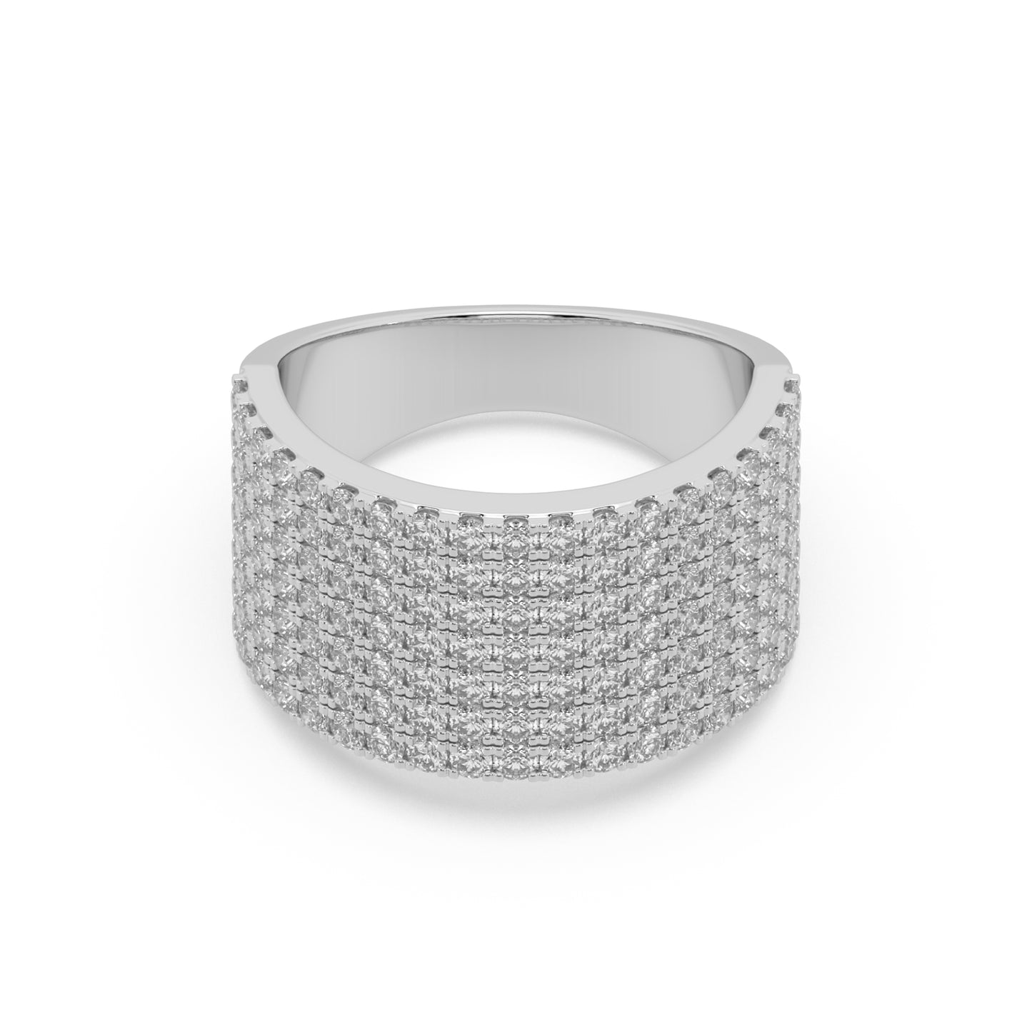 Guru Jewel's Round Diamond Studded Fascinating Silver Ring For Her