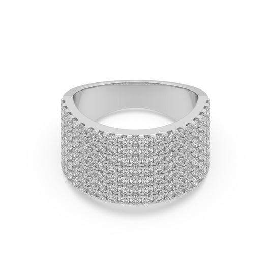 Guru Jewel's Round Diamond Studded Fascinating Silver Ring For Her