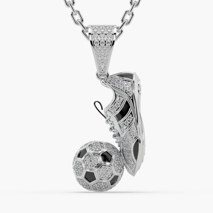 Guru Jewel's Football Special Diamond Studded Silver Only Pendant