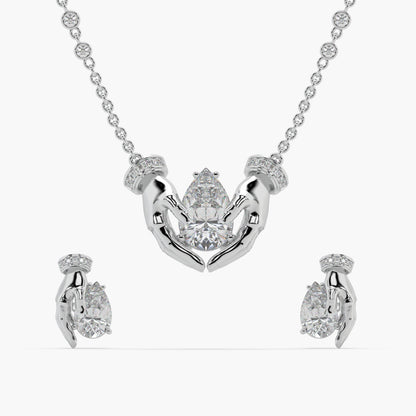 Guru Jewel's Fancy Shaped Diamond Studded Silver Pendant Set For Her