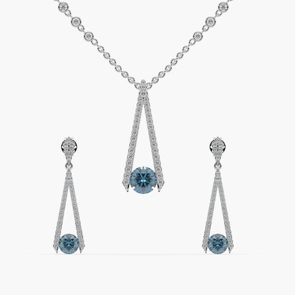 Guru Jewel's Fascinating Blue Stone Studded Silver Pendant Set For Her