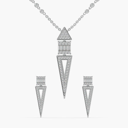 Guru Jewel's Captivating Diamond Studded Silver Pendant Set For Her