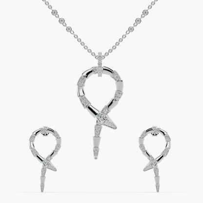 Guru Jewel's Alluring Diamond Studded Silver Pendant Set For Her